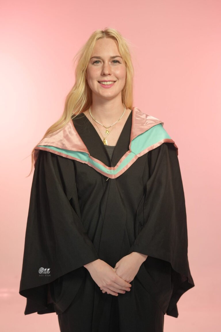 Monash University Master’s Arts graduation gown and hood