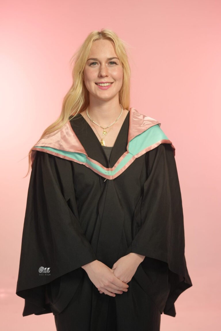 Monash University Master’s Arts graduation gown and hood