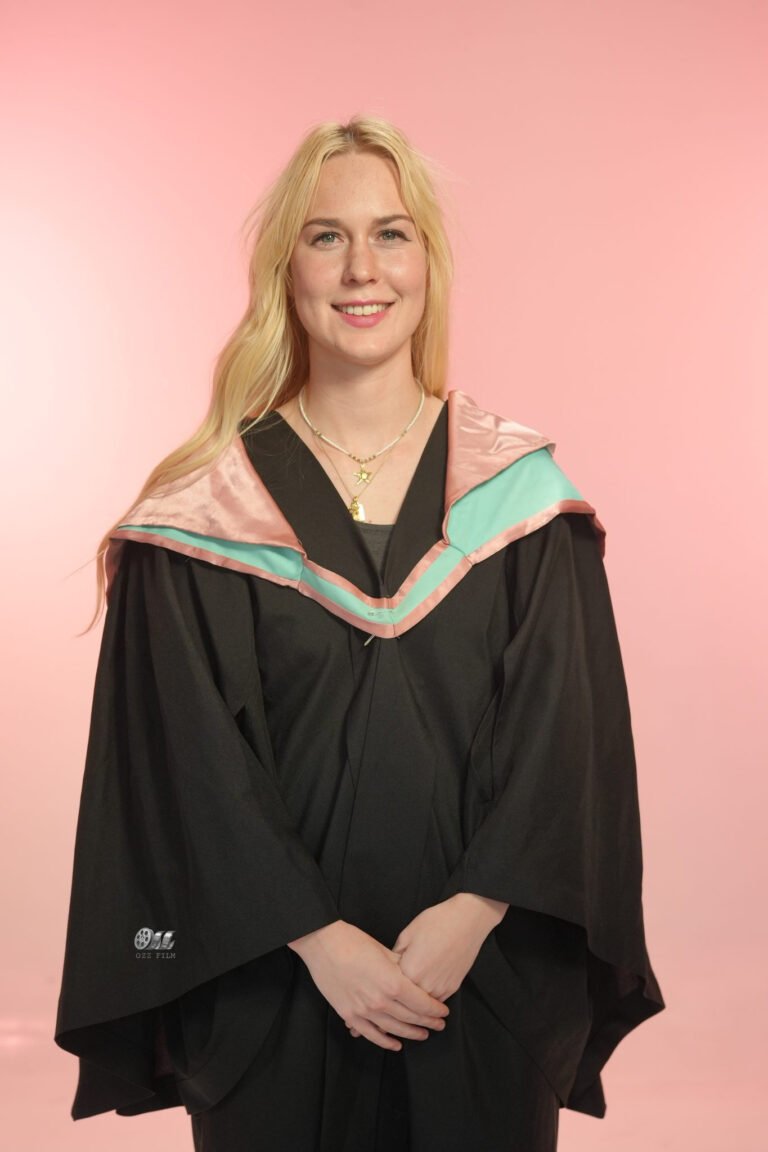 Monash University Master’s Arts graduation gown and hood