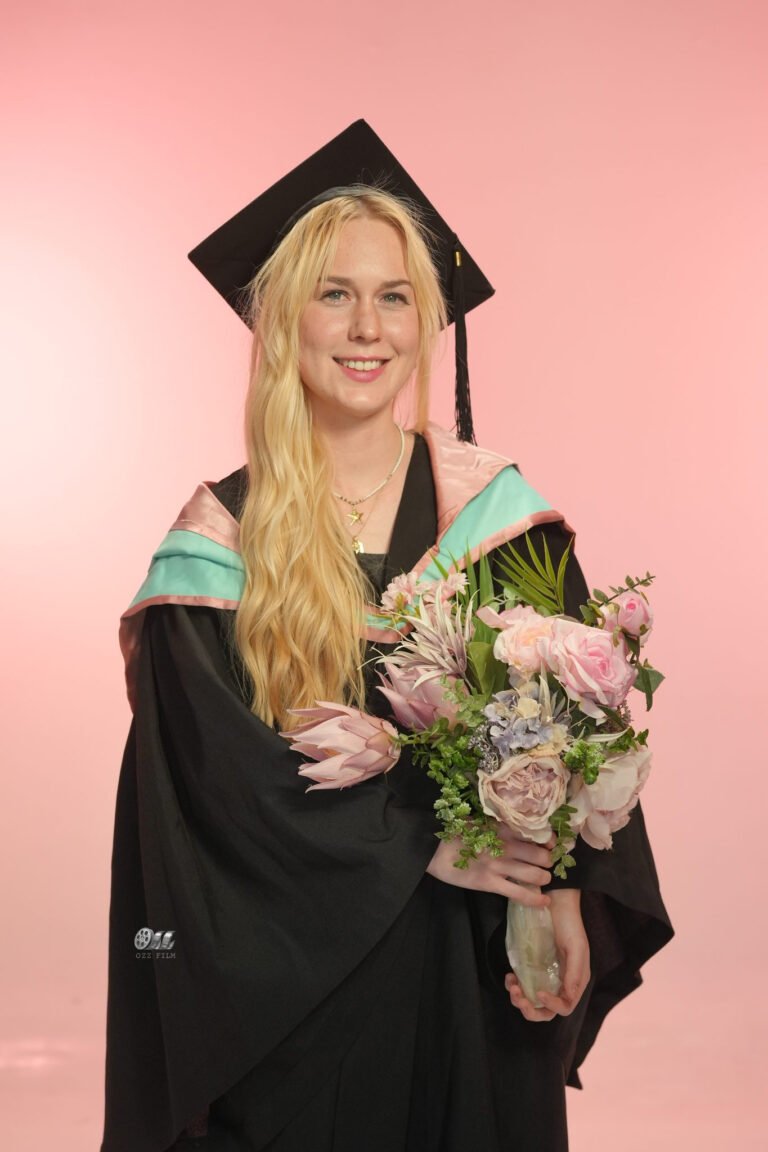 Monash University Master’s Arts graduation gown and hood