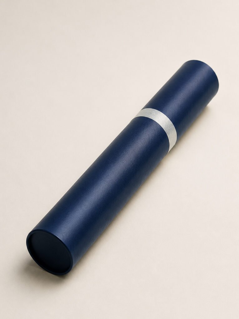 Navy graduation certificate scroll with silver band